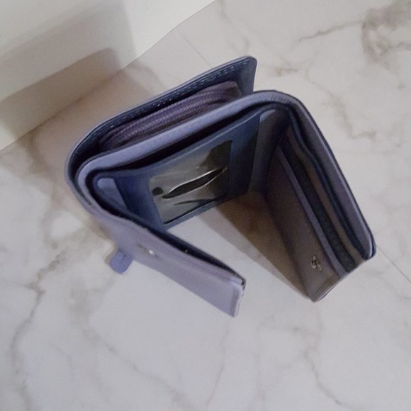 Leather Wallet with Zip Coin Section, Purple Navy - Picture 8 of 14